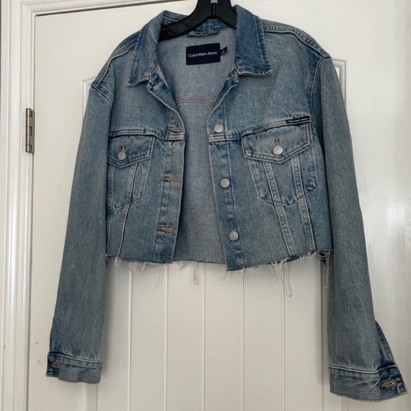 Calvin Klein Jeans Light Blue Cropped Jacket - Picture 2 of 4